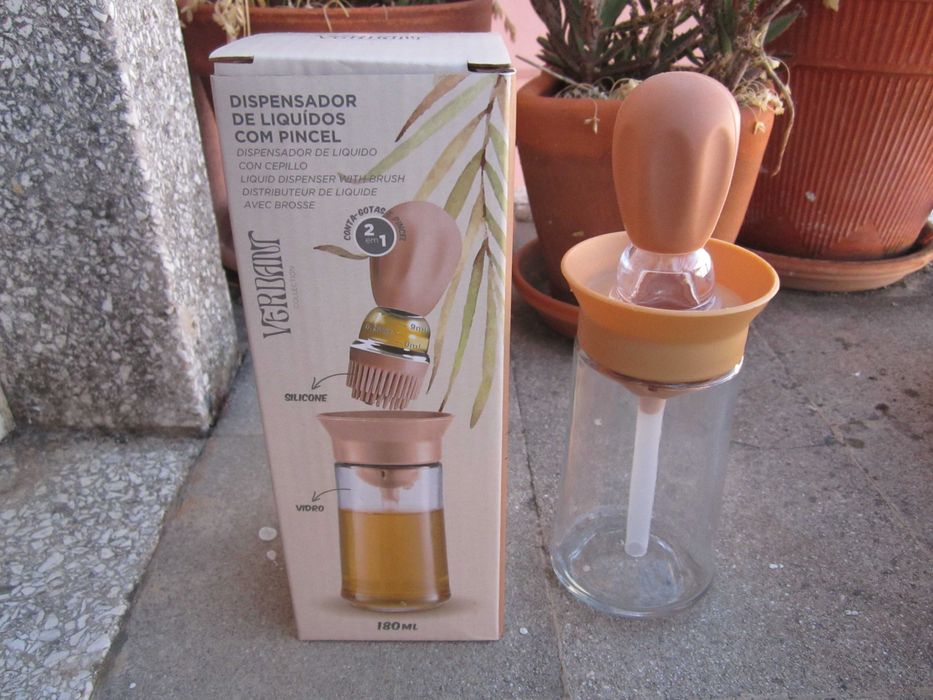Dispensador Vidro Azeite, Silicone 2 em 1 Óleo Conta-Gotas Verbant