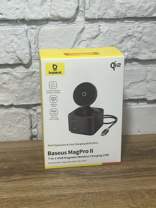 Хаб Baseus MagPro Series II 7-in-1 15W Qi2 Бездротова зарядка