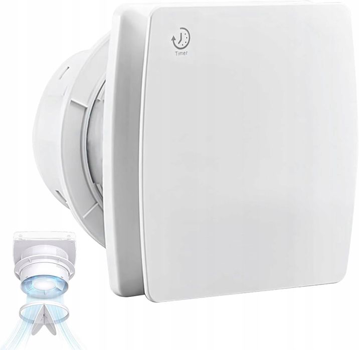 Wentylator łazienkowy 100 mm z przelewem < 34 dB, 12W 2400obr