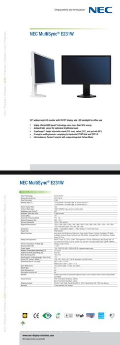 Monitor NEC MultiSync E231W