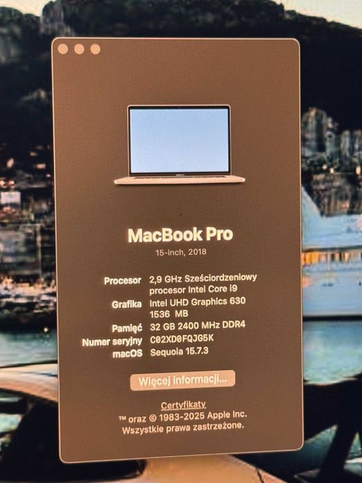 MacBook Pro 15″ 2018 | i9 | 32GB RAM | 1TB SSD – OKAZJA