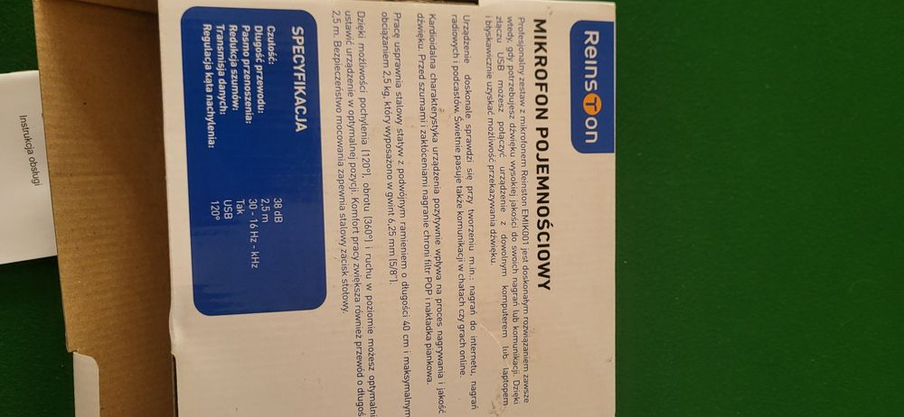 Mikrofon pojemnościowy z zestawem akcesoriów Reinston