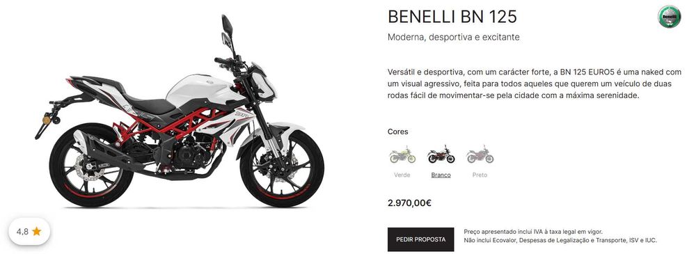 Mota Benelli BN 125cc - Como Nova