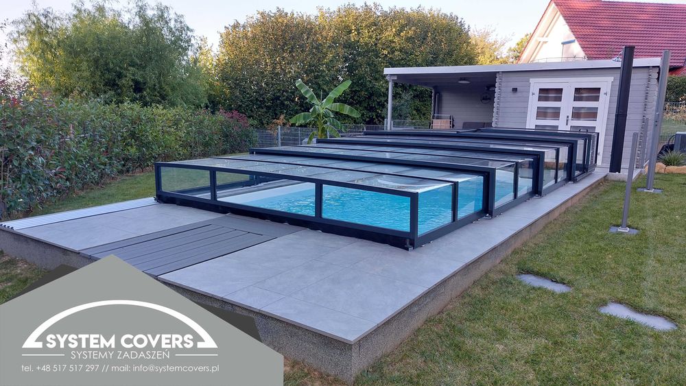 Zadaszenie basenowe, basenu, 370 x 850 x 65 cm - System Covers