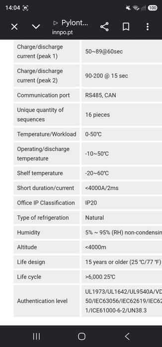 Pylontech US3000C lithium battery