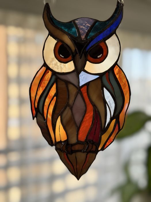 Vitral pássaro coruja