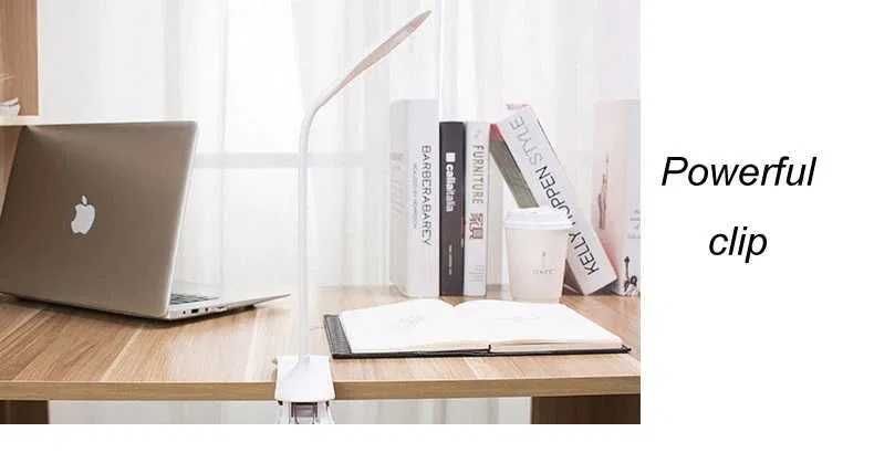 Яркая светодиодная настольная лампа на прищепке LED 14 USB белая MH-0