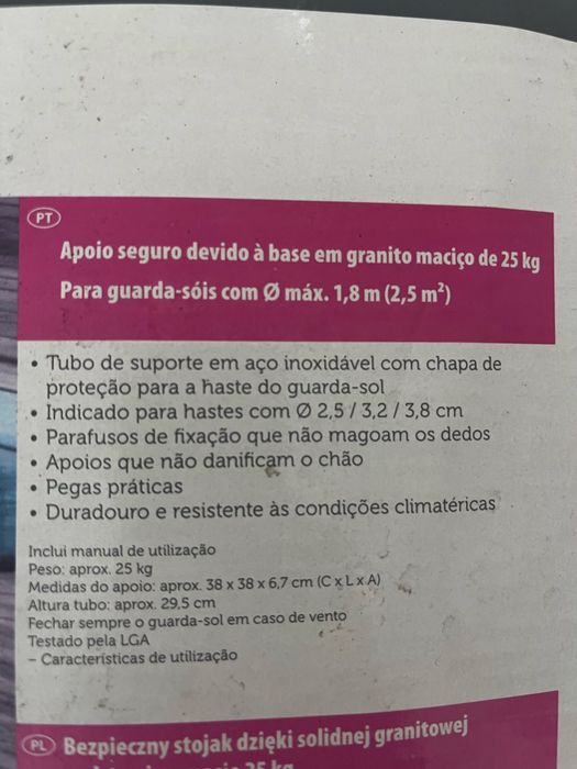 Suporte em granito para guarda - sol
