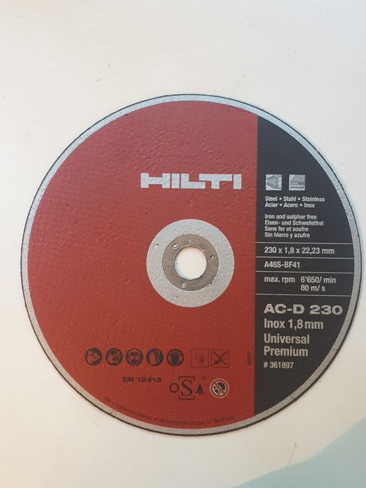 Диски відрізні по нержавіючій сталі Hilti 230×1.8×22.2 мм