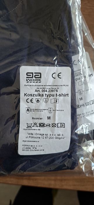 Koszulka termoaktywna typu tshirt Ga Work Linia Flame. Trudnopalna antyelektrostatyczna.