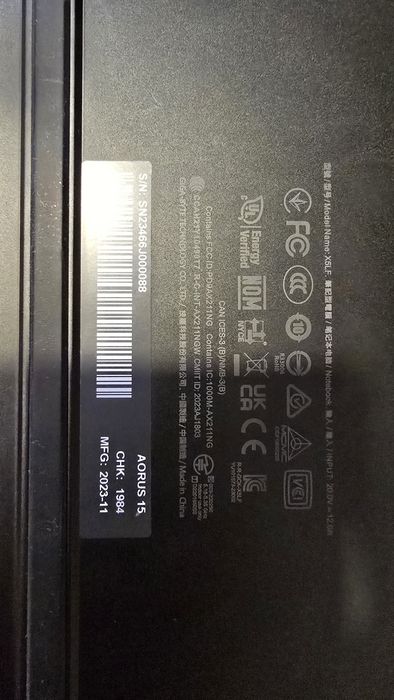Gigabyte AORUS 15 BSF-73PT754SH 15.6" i7-13700H 16GB SSD 1TB RTX 4060 W11