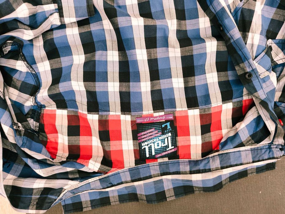 Koszula męska Troll krata niebieska - L