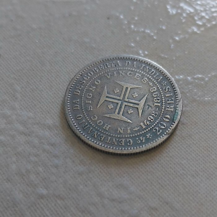 Moeda antiga portuguesa em prata 200 reis de 1898