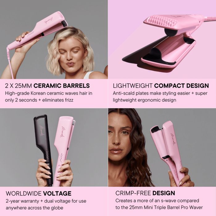 Плойка Mermade Double Waver Pink щипці для волосся