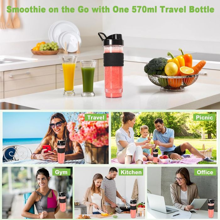Blender do smoothie 500w 570 ml butelka tritan bpa free qxmcov