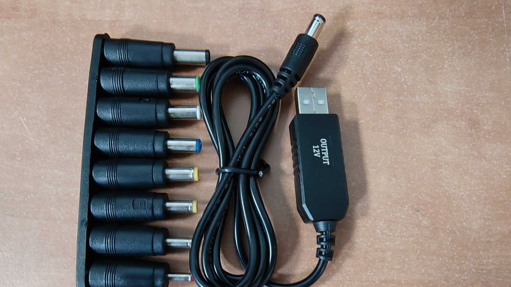 Кабель для роутера USB DC 5V to 9V и 5V to 12V  с набором переходников