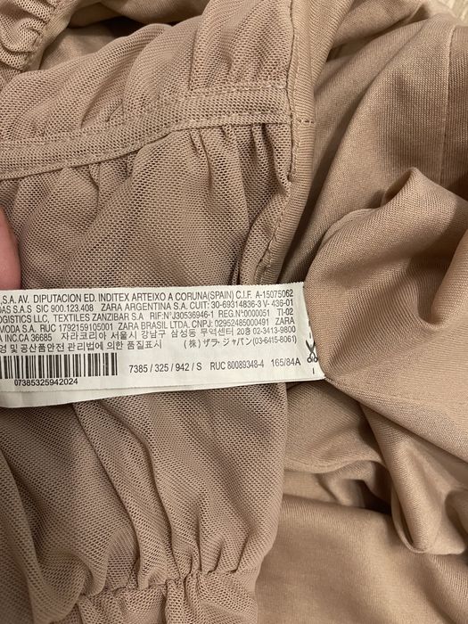 Платье zara 7385/325/942 бежевое р.s нарядное шифоновое
