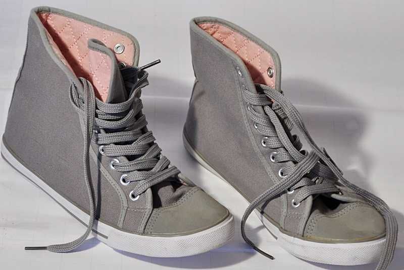 F&F szare wysokie trampki tekstylne 38 stan bdb-