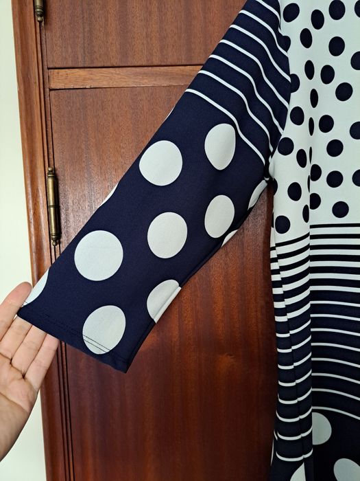 Vestido Azul Escuro e Branco XL