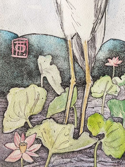 Оригінальна картина "Тихий вечір" , акварель, папір 42х14