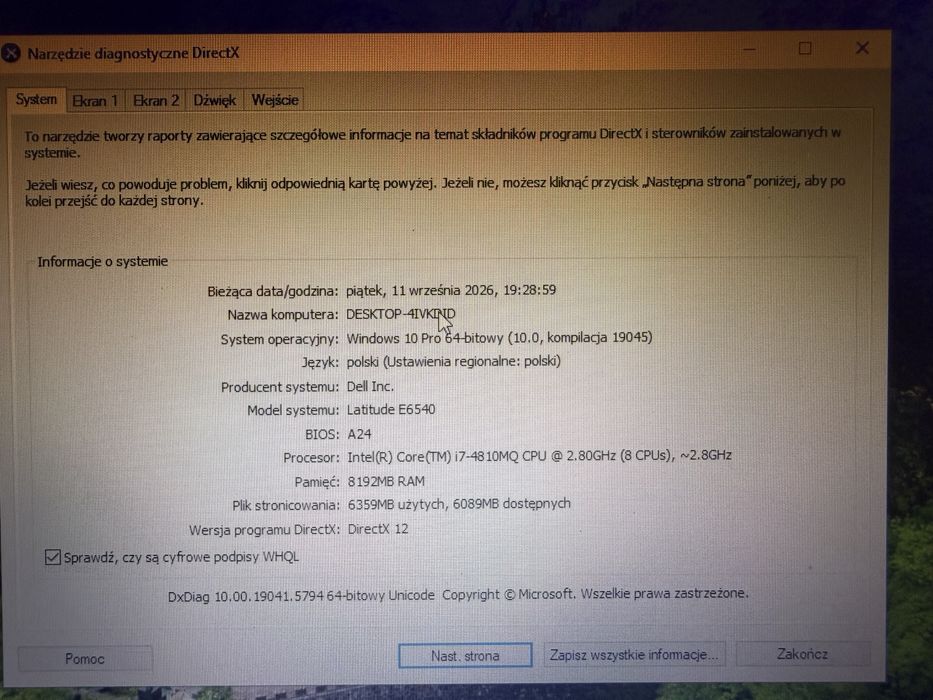 Laptop Dell DESKTOP-4IVKIND Latitude E6540