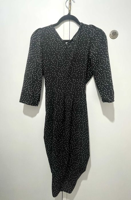 Vestido Midi Zara Basic Polka Dot – Efeito Franzido