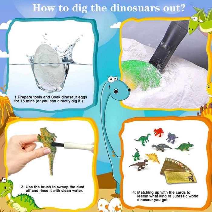 Ovos de dinossauro kit de escavação arqueologia 12 dinossauros - NOVO