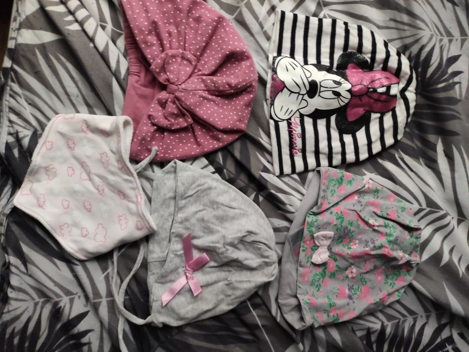 Zestaw czapek dla dziewczynki turban chustka 74 do 92