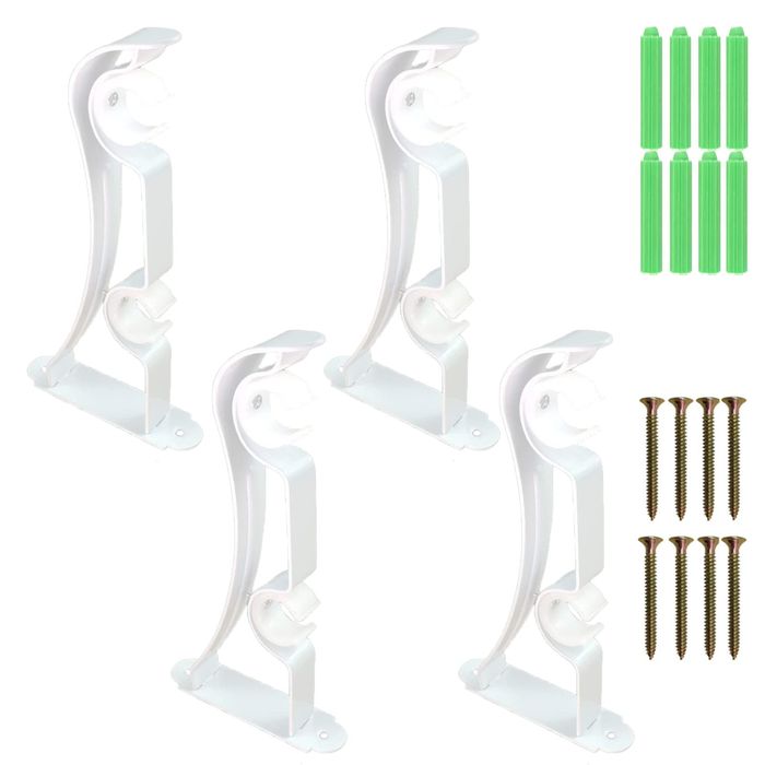 Uchwyty karnisza 6 szt podwójne metalowe 18-22mm białe dekoracyjne