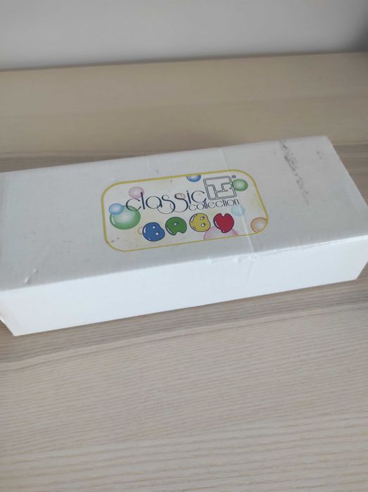Caixa de talheres de bebé em laminado de prata NOVA