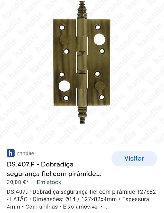 Dobradiças em latão