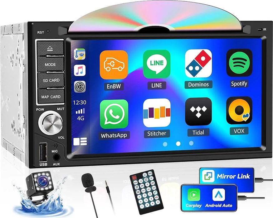 Автомагнитола Double Din с Apple Carplay и Android Auto  2 DIN