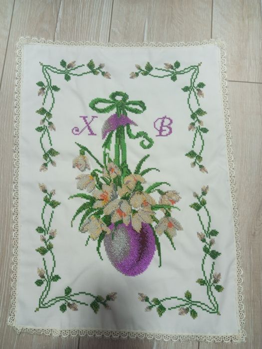 Серветка вишита бісером