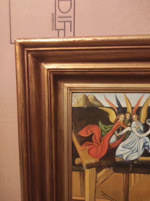Pintura  presépio a óleo sobre madeira