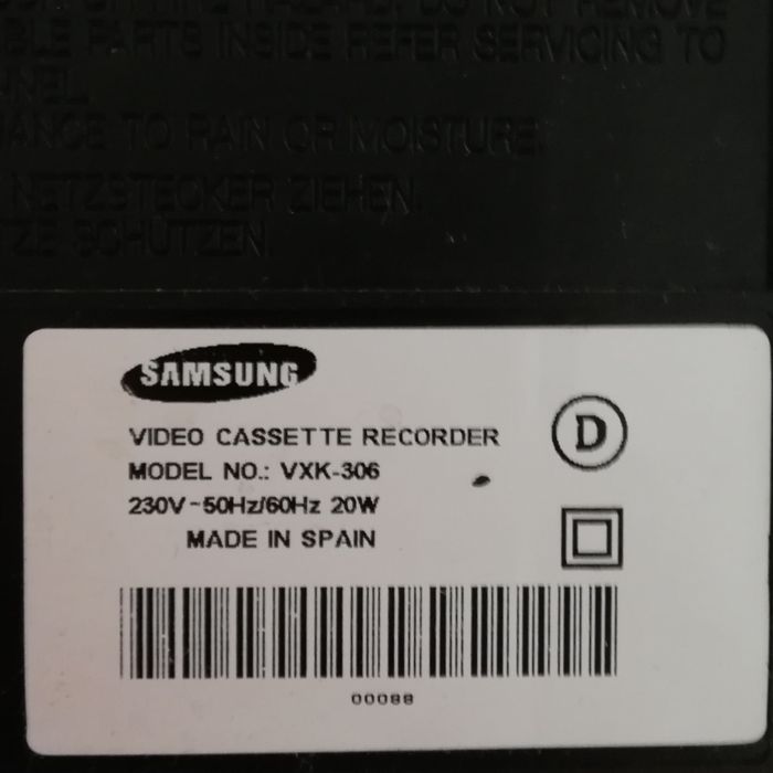 Leitor/gravador de vídeo VHS Samsung VXK-306, com avaria