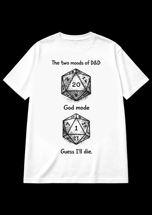 T-shirt de dados de D&D (Dungeons & Dragons)