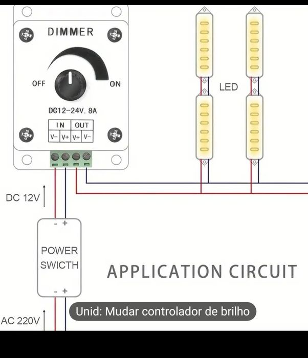 Constrolador de brilho DIMER 12v -24v