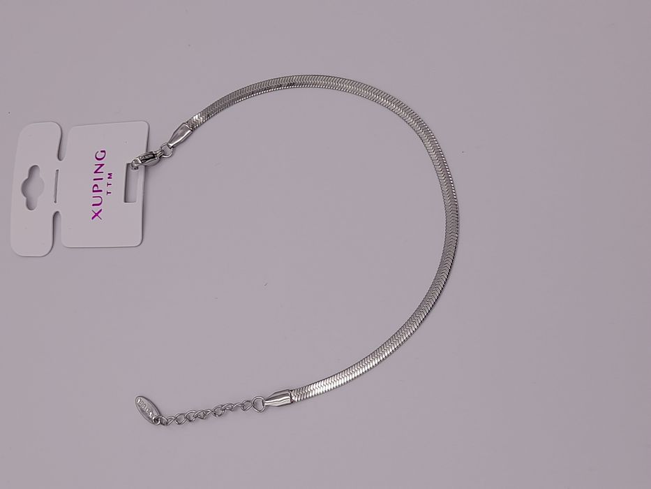 Bransoletka stal chirurgiczna Xuping srebrna żmijka 3 mm