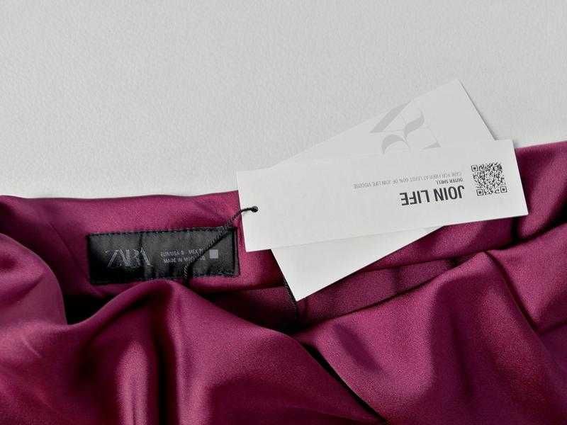 Атласная бордовая юбка миди Zara