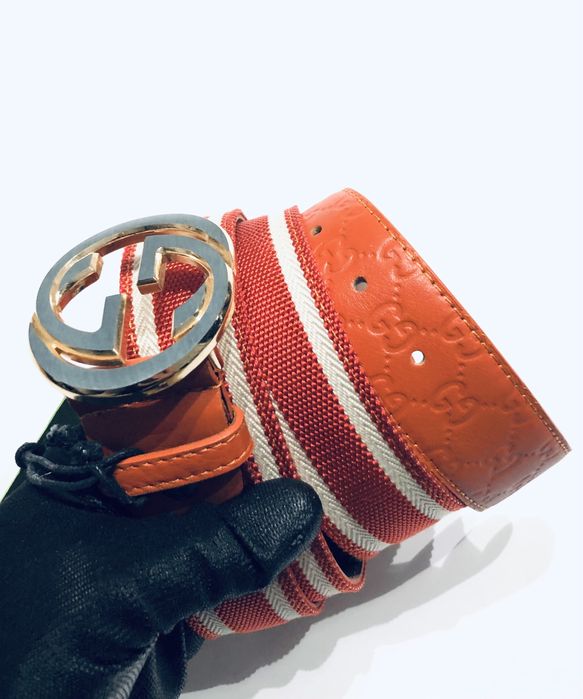 Pasek skora naturalna Gucci Boss orange