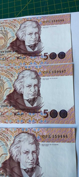 Vendo 4 notas de 500$ Mouzinho da Silveira de 1994