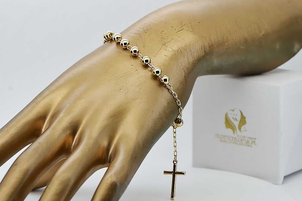 Złota bransoletka różaniec "Dolce Gab" 14k 585 diamentowana rbc003