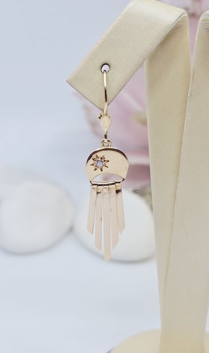 Złote kolczyki wiszące próba 585 14k Używane