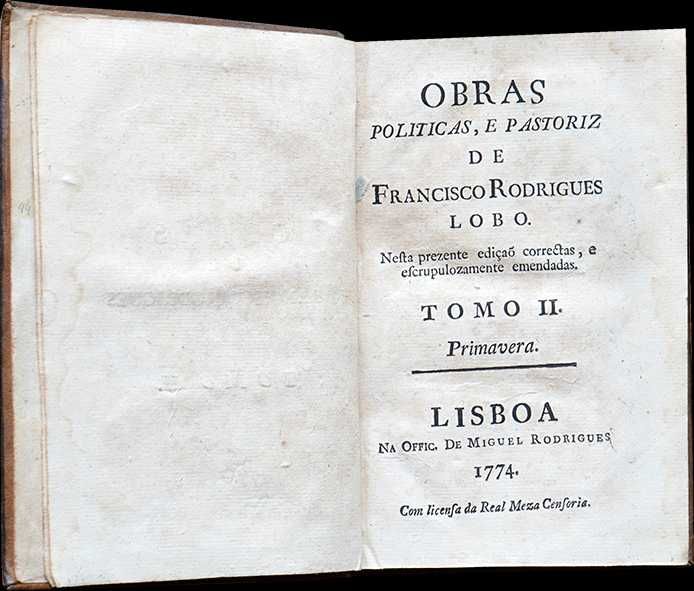 Livro Antigo 1774 - Obras de Francisco Rodrigues Lobo (3 Volumes)