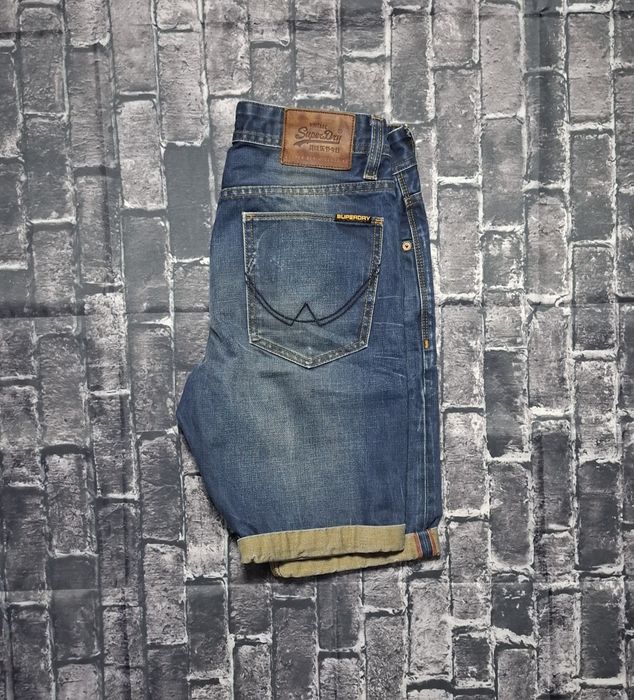 Superdry spodenki jeansowe męskie, szorty, logo, dżinsowe premium