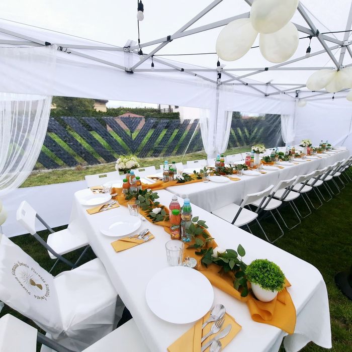 Namiot imprezowy 3x6 dla 20stu osób, stoły, krzesła