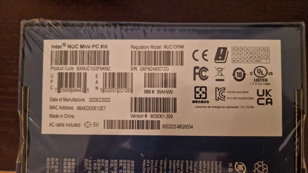 Mini PC Intel NUC 10 i3-10110U Barebone — NOVO e selado
