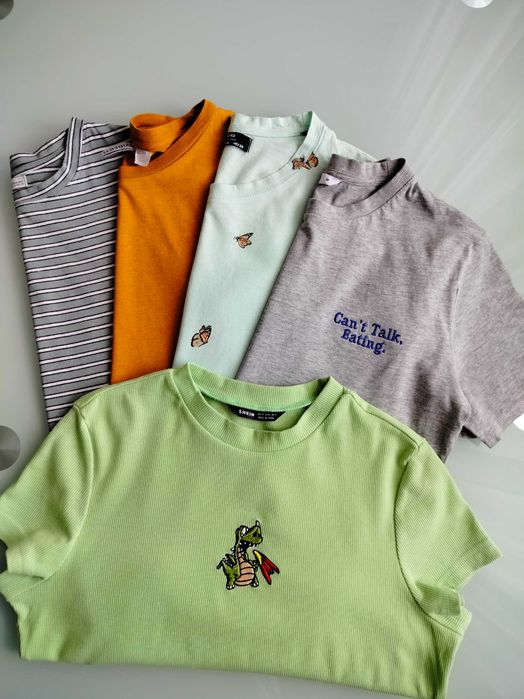 Koszulka dziewczęca T-shirt Top S/M/164 zestaw 5 szt