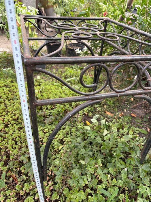 Stoliki ogrodowe metalowe zdobione, 2 sztuki, puls blat szklany