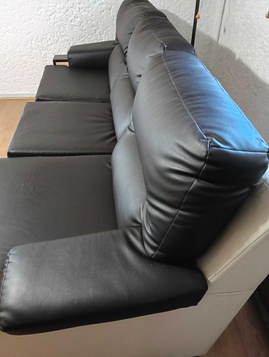 Sofá usado em excelentes condições castanho escuro e bege